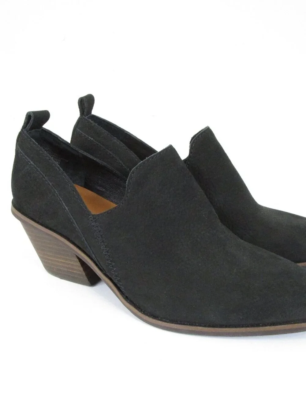 Lucky Brand Womens Black Suede Vennia Leather Ankle Boots Booties Size 6.5